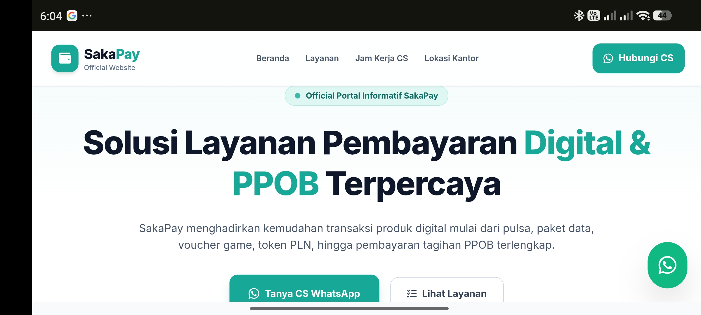 Pratinjau proyek website bisnis